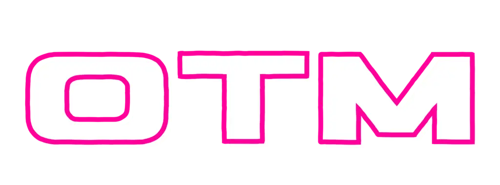 hot pink and white logo of the OTM On Track Marketing brand