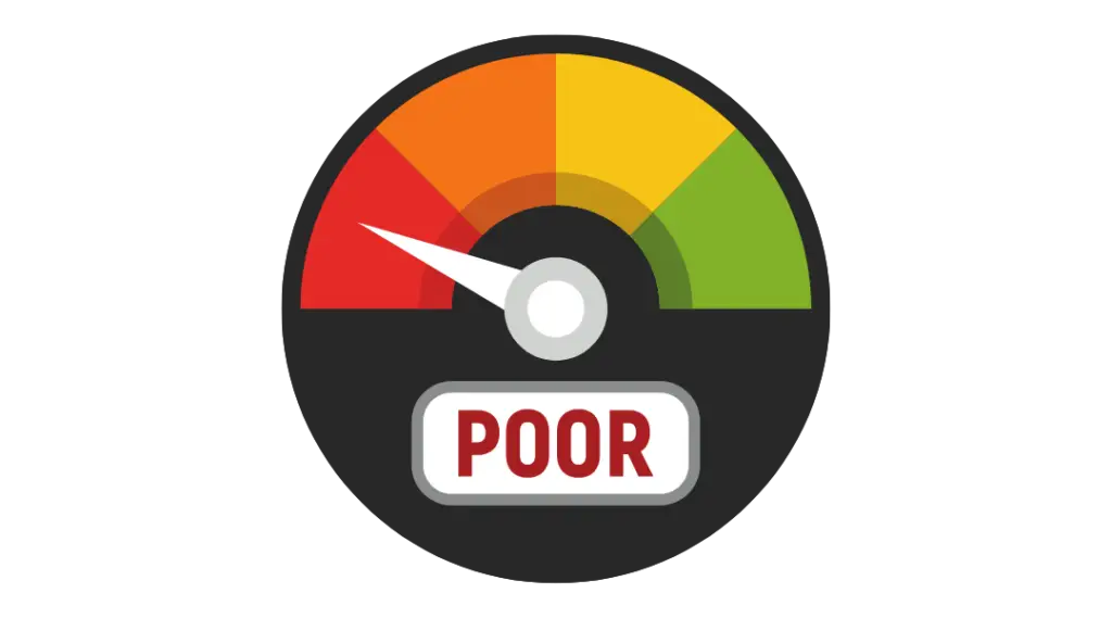 a colorful meter with a white needle and a white needle