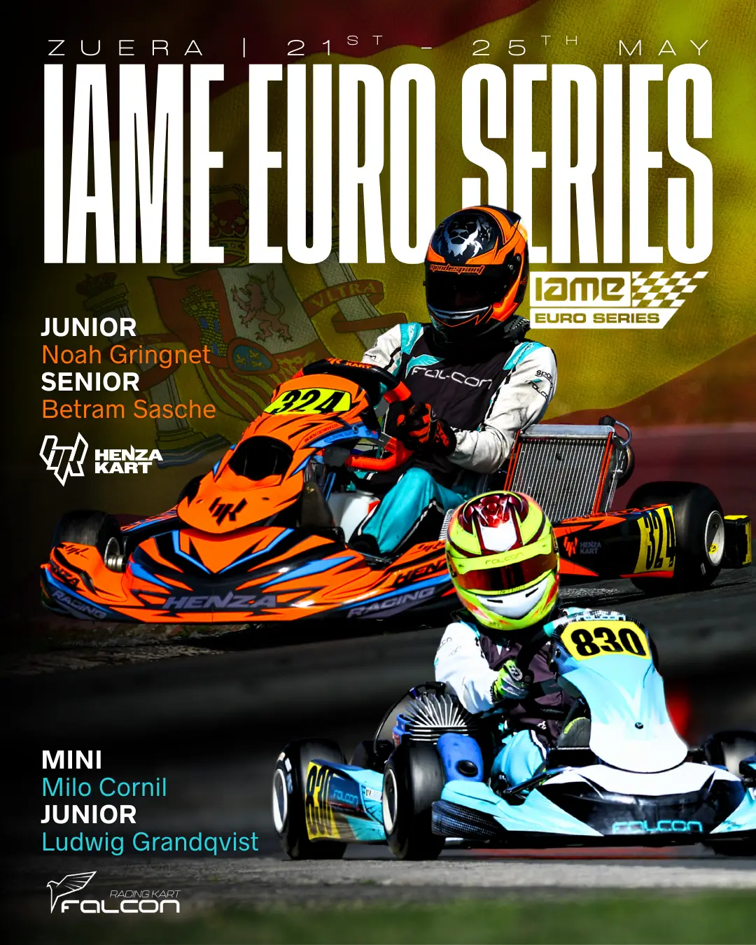race week graphic iame euro series kenza and falcon